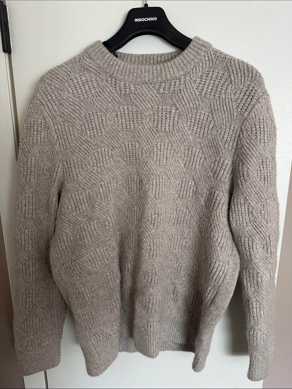 H&M Textured Crewneck Sweater - Beige